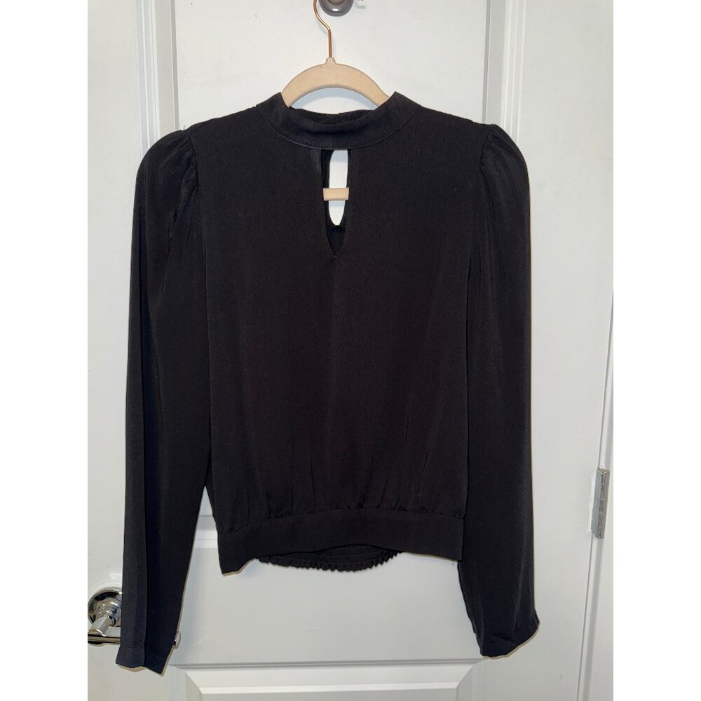 Black long sleeve keyhole blouse